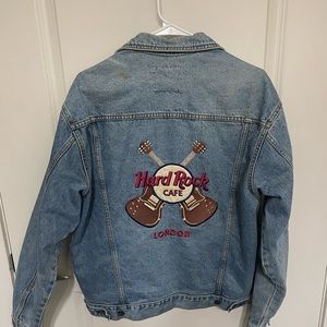 Distressed Hard Rock Cafe London Denim Jacket, Size M